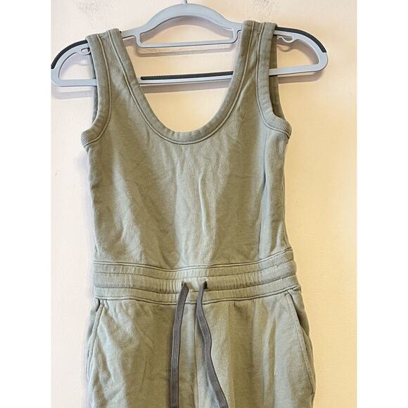 Everlane The French Terry Jumpsuit Romper •XXS•Drawstring Waist Scoop Neck Khaki - Picture 11 of 16